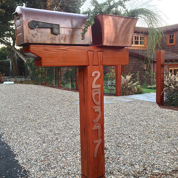 copper and redwood mailbox