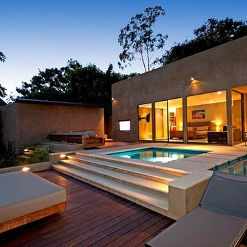Cordell Drive Hollywood Hills modern home backyard swimming pool spa