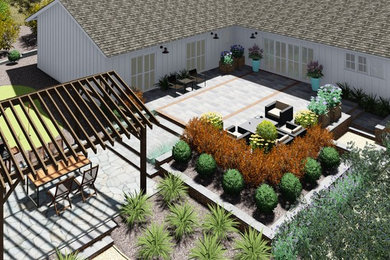This is an example of a large farmhouse backyard landscaping in San Francisco.