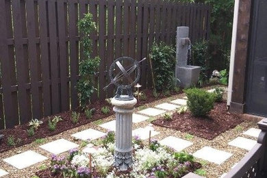 Inspiration for a small traditional partial sun courtyard concrete paver landscaping in Charlotte for summer.