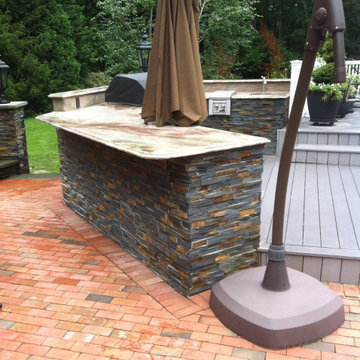Cultured Stone Veneer on Outdoor Kitchen Island