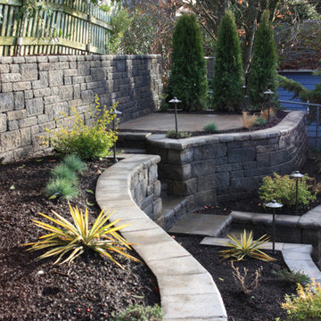 Curved Retaining Walls With Upper Patio