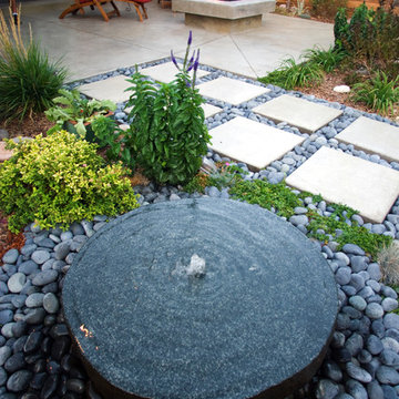 Custom Built-in Cored Stone Water Feature