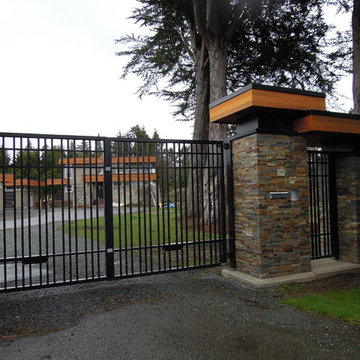 Custom Double Swing Aluminum Driveway Gate with Matching Pedestrian Gate