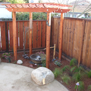 Custom Redwood Trellis and Water Feature