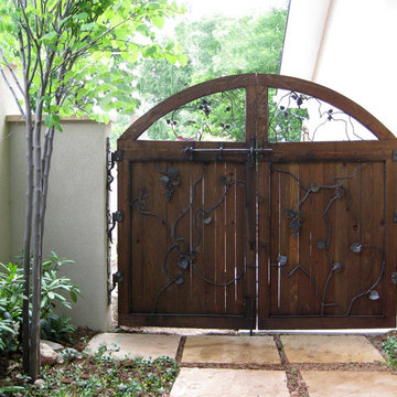 Custom Wood Gate with Ornamental Metal Accents