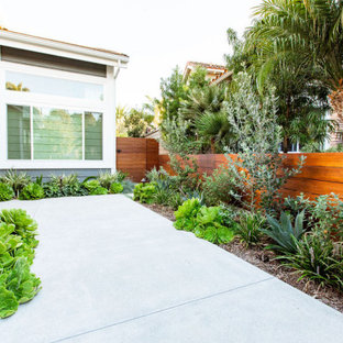 Mittelgroße Moderne Gartenkamin mit Betonplatten in Orange County