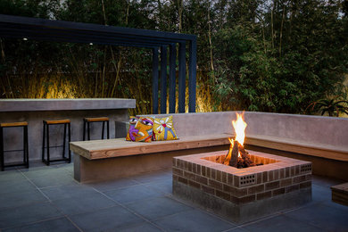 Design ideas for a small contemporary back patio in Other with concrete paving.