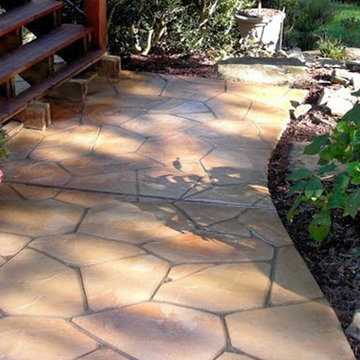 Decorative Hand-Cut Overlay on Garden Walkway