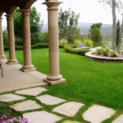 Design ideas for a mediterranean backyard stone landscaping in San Diego.