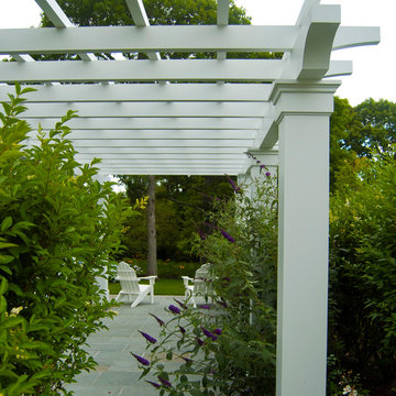 Detail of Pergola and Adirondack Chairs