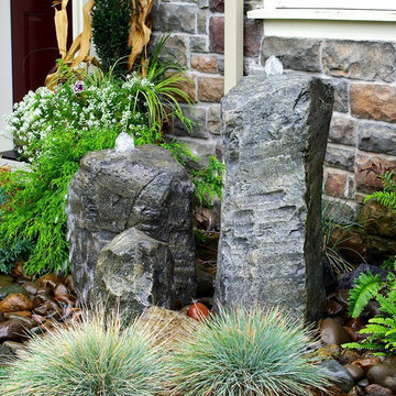 Double Cascade Handcrafted Bubbling Rock Fountain Kit w/ Accent Rock
