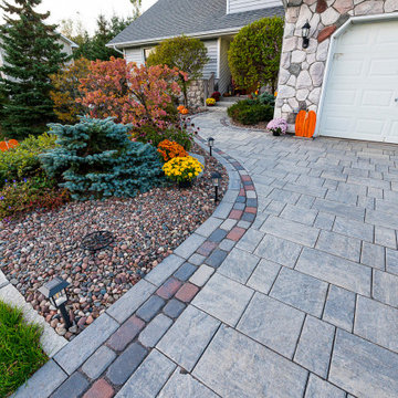 Driveway Makeover -Colorful Paver driveway