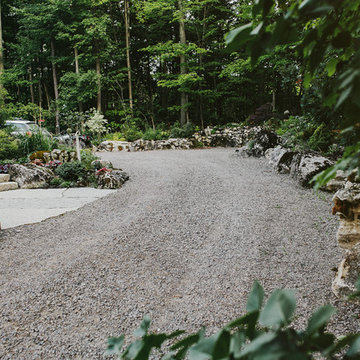 Driveway with Armourstone Retaining.  All boulders were sourced on the property.