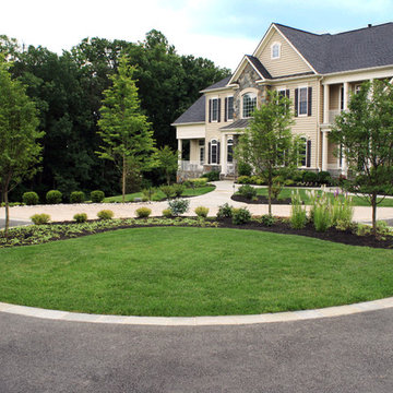 driveway with island and plantings
