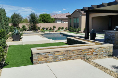 This is an example of a drought-tolerant backyard landscaping in Las Vegas.