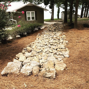 Dry River Bed Drainage/Retaining Wall/New Lawn