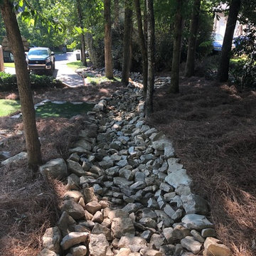 Dry Riverbed/Drainage/Mossrock Accent Walls/Low Voltage Lighting