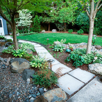 Dry Stream Bed and Paver Path in SW Portland, Oregon
