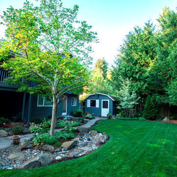 Dry Stream Bed and Paver Path in SW Portland, Oregon
