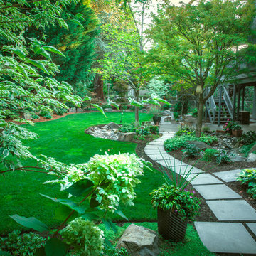Dry Stream Bed and Paver Path in SW Portland, Oregon