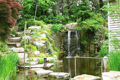 Foto de jardín de estilo zen con fuente y exposición total al sol