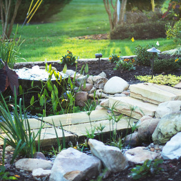 Eco-system Pond with stone steps & bridge in Knoxville, TN
