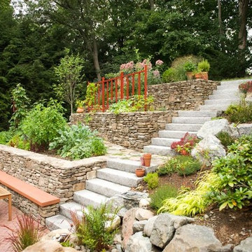 Edible Terraced garden with ramp and seat wall
