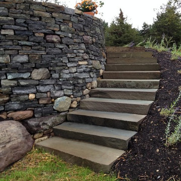 eight foot Stone Wall and slab steps