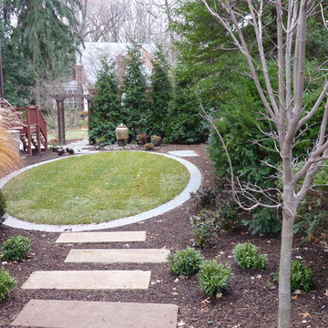 Elliptical Lawn with Water Feature