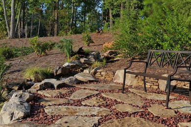 Design ideas for a mid-sized southwestern full sun backyard retaining wall landscape in Atlanta with decking.