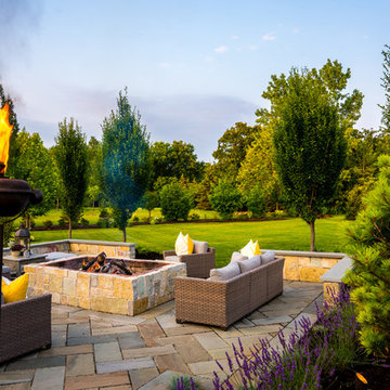 Entertain in this Backyard Landscape with Patio & Firepit: Perfect for Families!