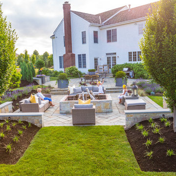 Entertain in this Backyard Landscape with Patio & Firepit: Perfect for Families!