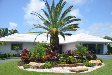マイアミにある広い地中海スタイルのおしゃれな庭の写真