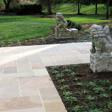 Entry Walkway - Mortared Patterned Chestnut Brown Flagstone