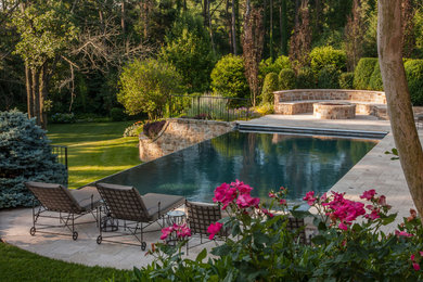 Пример оригинального дизайна: летний участок и сад на заднем дворе в классическом стиле с полуденной тенью