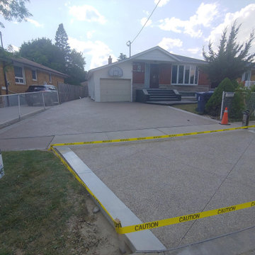 Exposed aggregate and stamp concrete driveway project in Scarborough