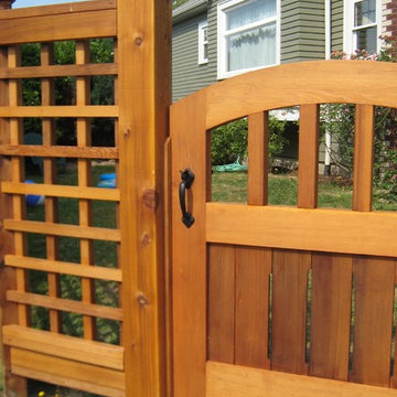 Exterior view of wood gate with Bronze Thumb Latch