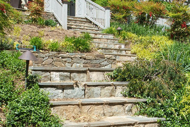 Photo of a rustic hillside stone landscaping in DC Metro.