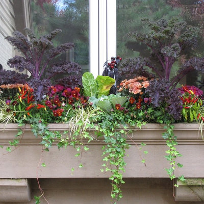 Inspiration for a mid-sized traditional partial sun side yard landscaping in Chicago for fall.