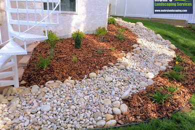 Photo of a mid-sized contemporary partial sun backyard landscaping in Edmonton.