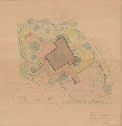 ミッドセンチュリー 庭 Ferris House Spokane - Halprin Preliminary Plan 1955