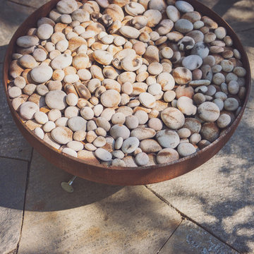 Fire Bowl Filled with River Rock Fire Stones