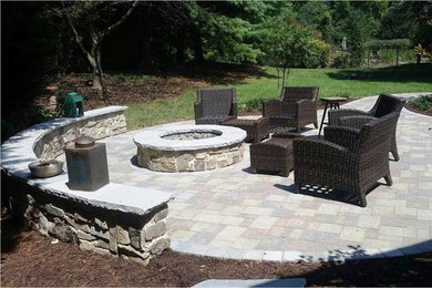 Firepit and Patio with Seating Wall - Roanoke, VA