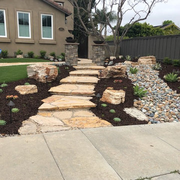 Flagstone Pathway and Dry Stream Bed in Carmel Valley