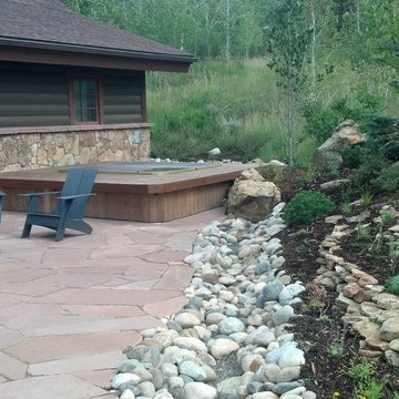Flagstone patio and planter