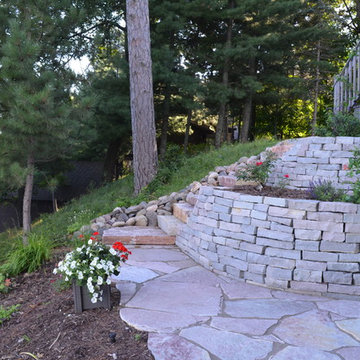 Flagstone patio, steps, walkway and retaining wall