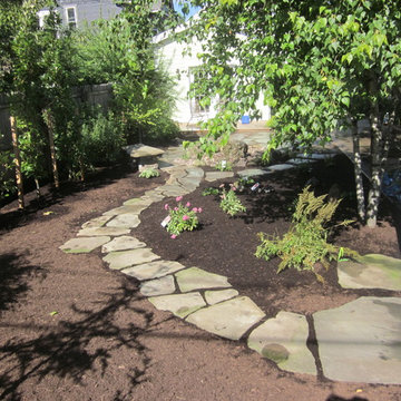Flagstone patio/walkway with water feature