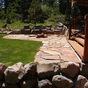 Flagstone Patio With Fire Pit.
