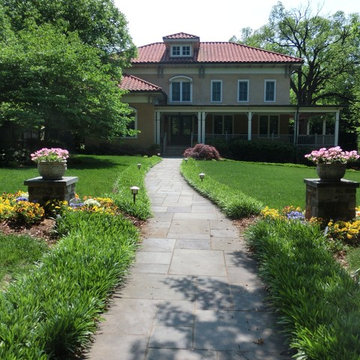 Flagstone Walkway and Stone Columns